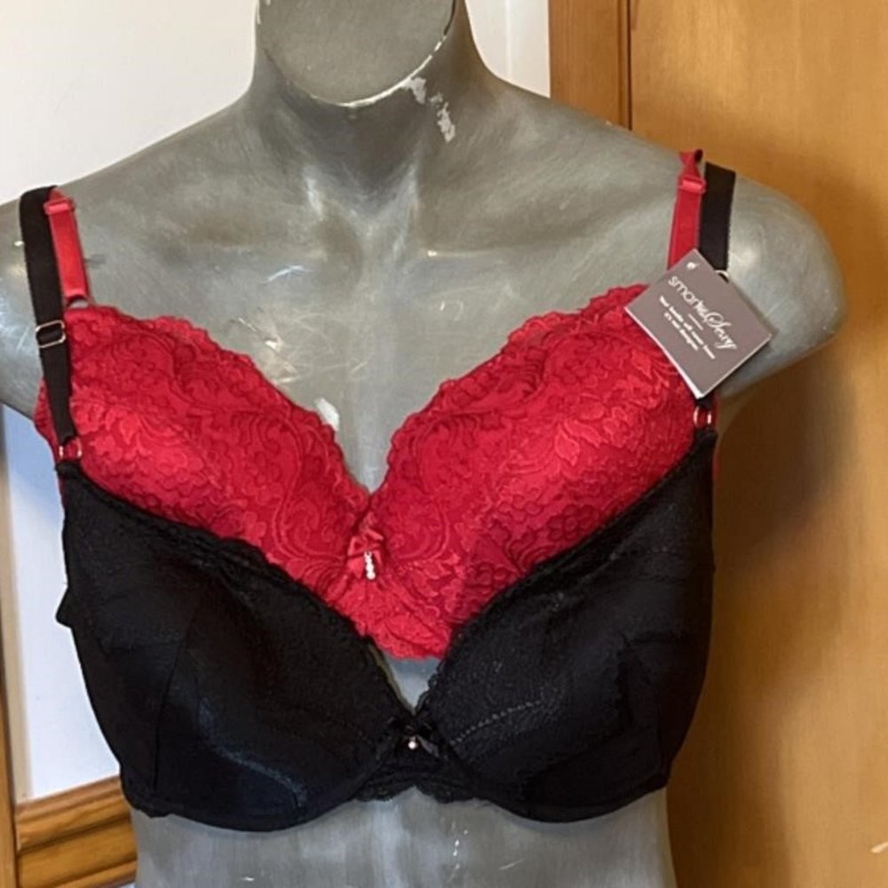 SET of 2 Bundle!! Smart & Sexy Lace Bra Padded 40D Red & Black